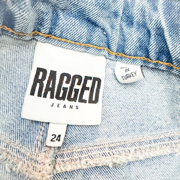 Ragged Jeans Skinny Raw Hem Cheek Ripped Light Wash Zip Fly Denim Jeans Size 24 - Picture 8 of 9